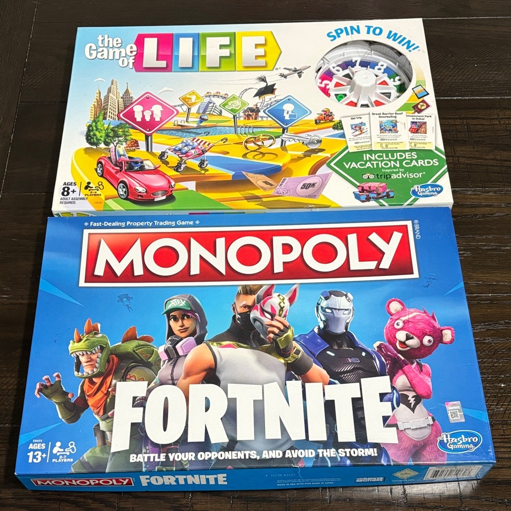 Hasbro Game of Life and Monopoly Fortnite Board Games - Multicolor